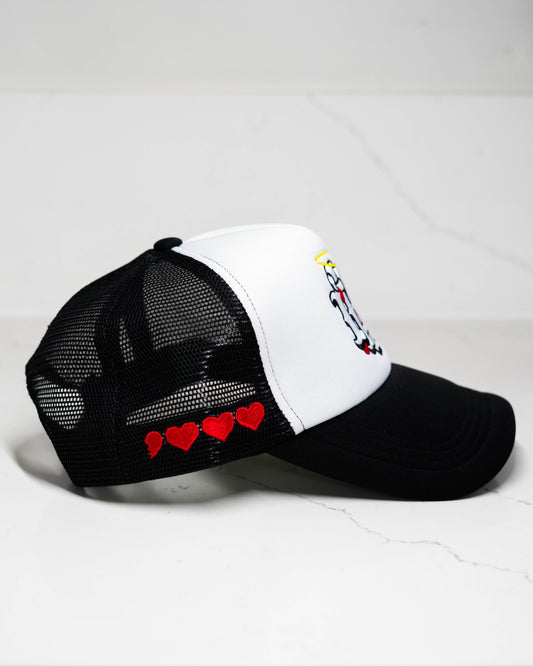 DTL Trucker Hat "Halo Hearts" | Black & White